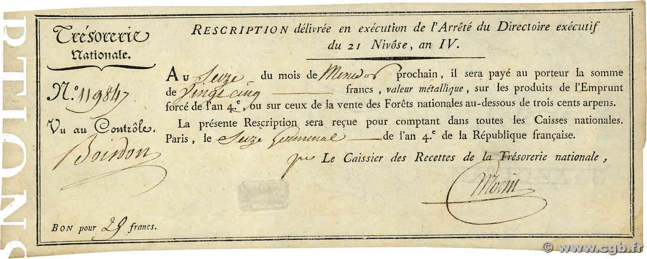 25 Francs FRANKREICH Rouen 1796 Ass.53a VZ+