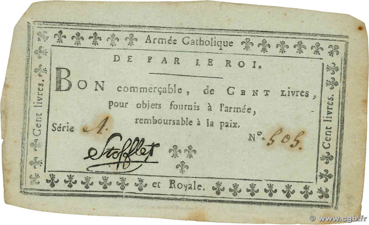 100 Livres FRANKREICH  1794 Kol.064 VZ