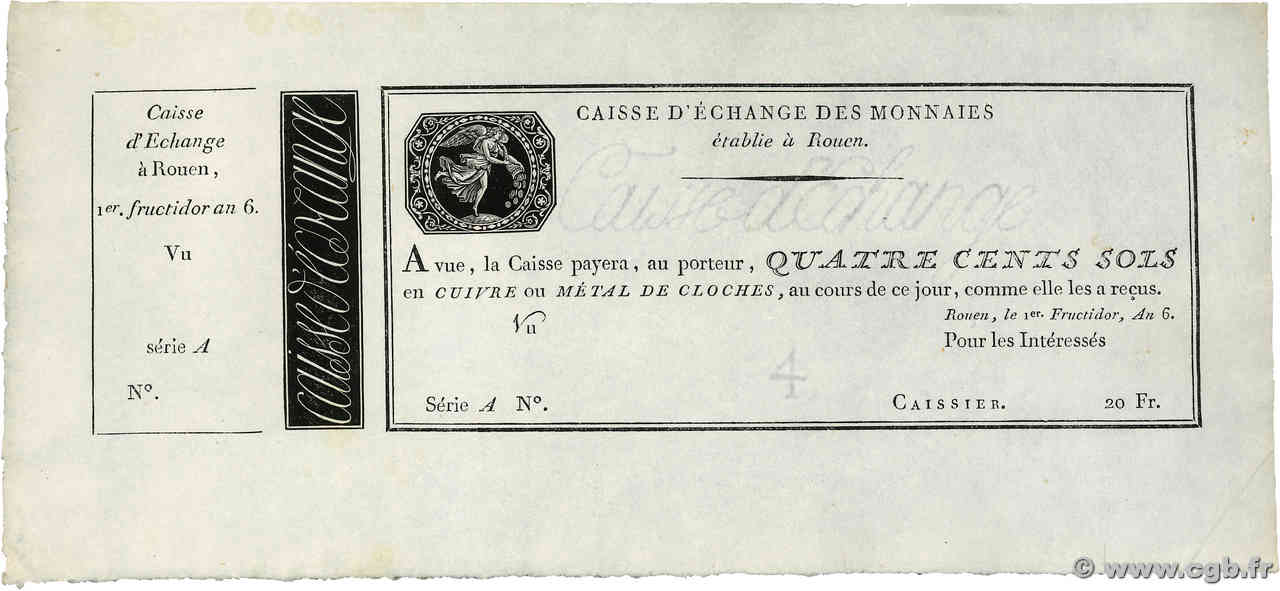 400 Sols Essai FRANCIA Rouen 1798 PS.(241) AU+