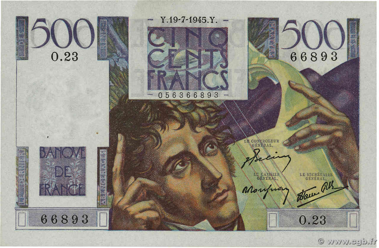 500 Francs CHATEAUBRIAND FRANKREICH  1945 F.34.01 fST