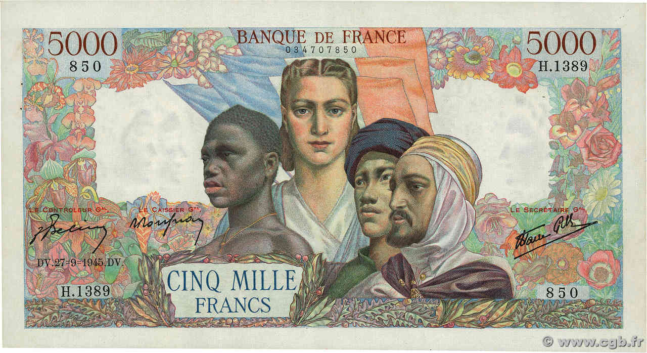 5000 Francs EMPIRE FRANÇAIS FRANCIA  1945 F.47.45 EBC+