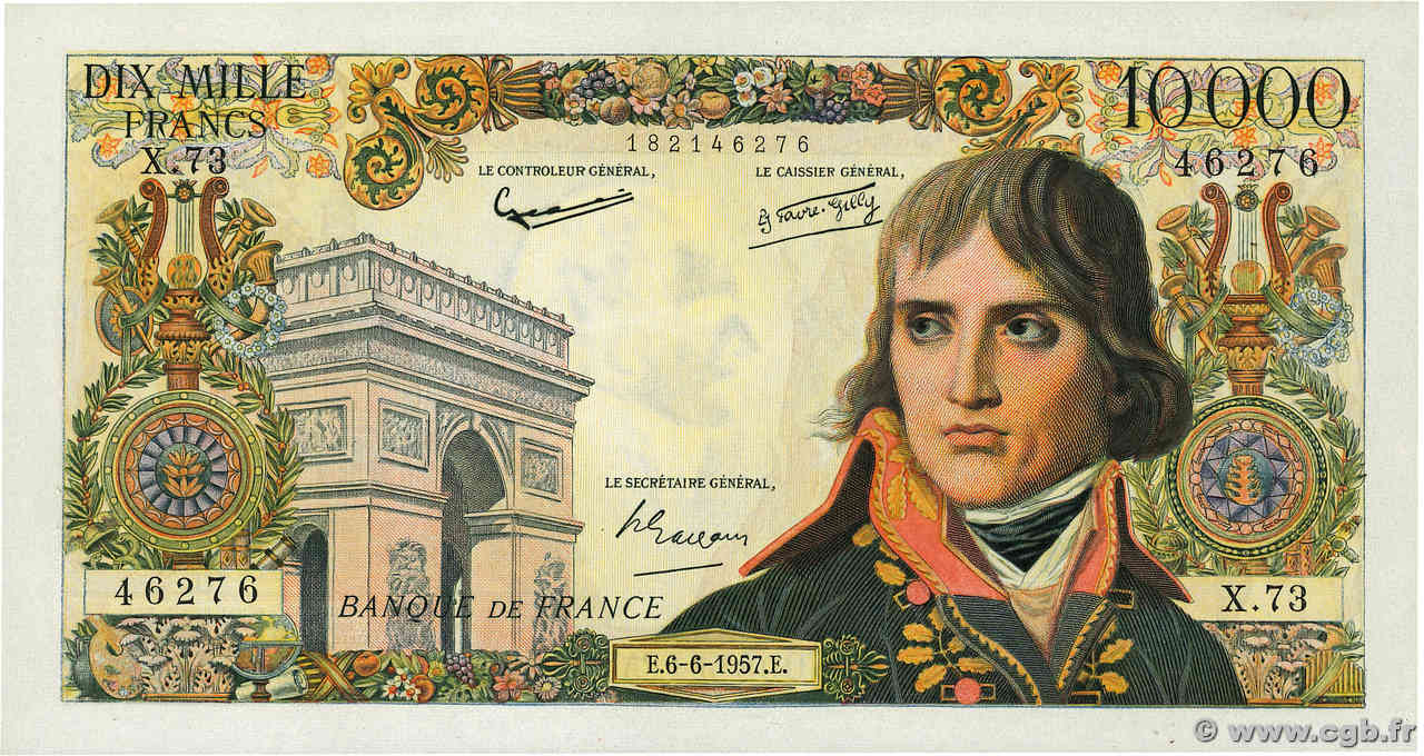 10000 Francs BONAPARTE FRANCIA  1957 F.51.08 EBC