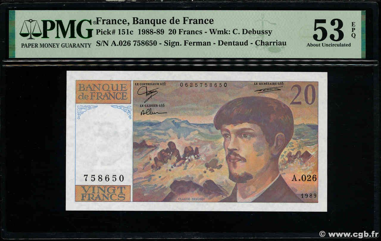 20 Francs DEBUSSY FRANCIA  1989 F.66.10A26 SPL+