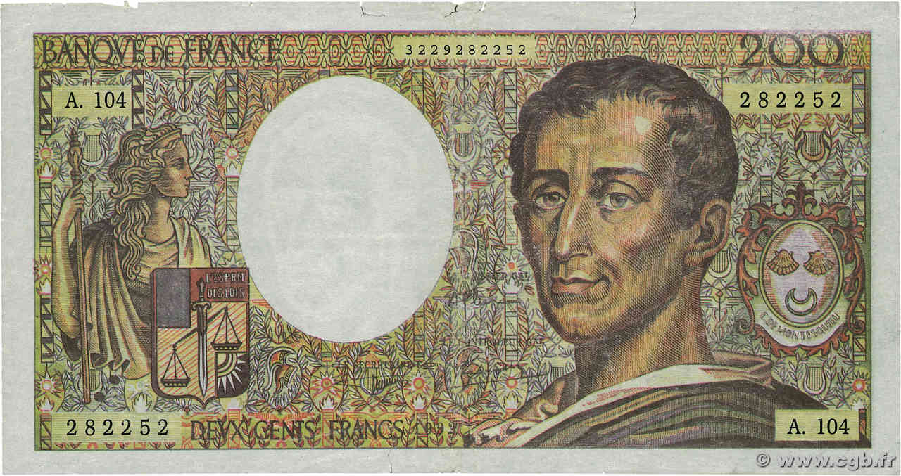 200 Francs MONTESQUIEU Faux FRANCE  1992 F.70.12ax VF