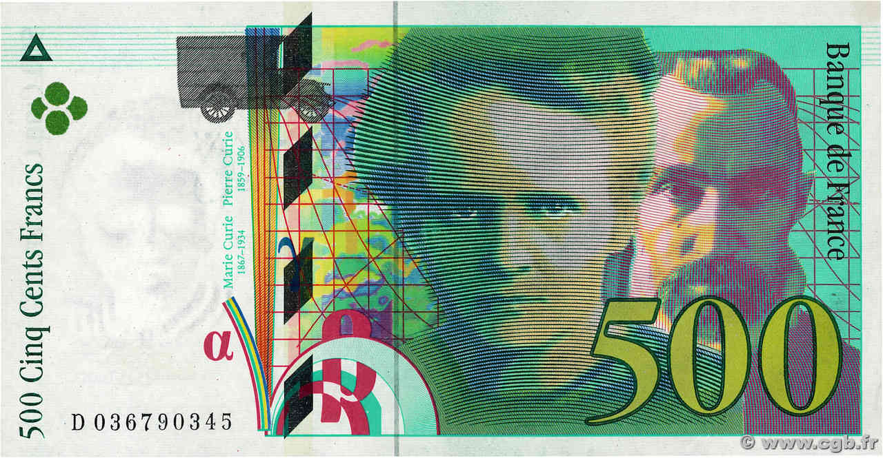 500 Francs PIERRE ET MARIE CURIE FRANCIA  1996 F.76.03 FDC