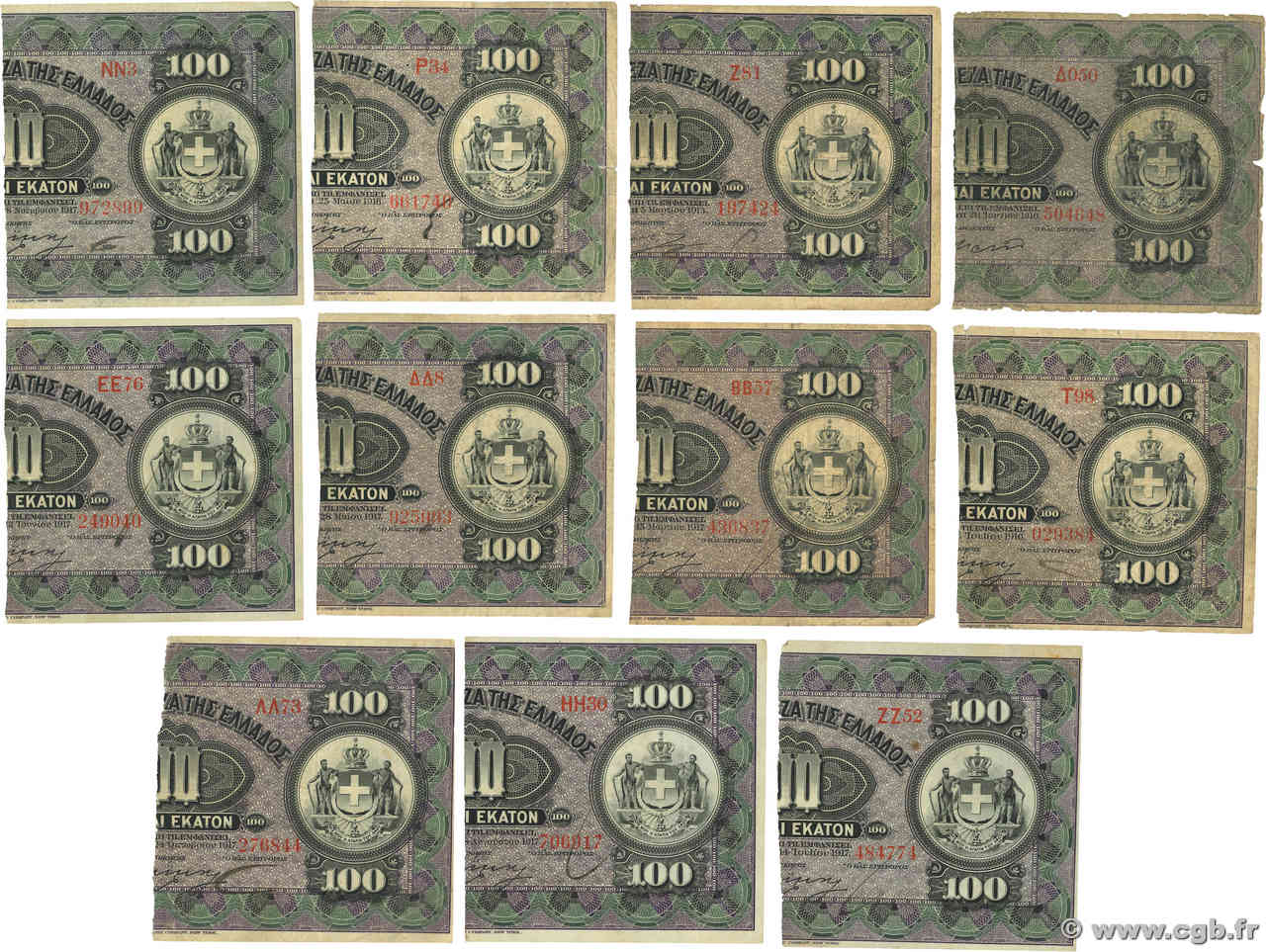 100 Drachmes = 50 Drachmes Lot GRIECHENLAND  1922 P.061 SGE to S