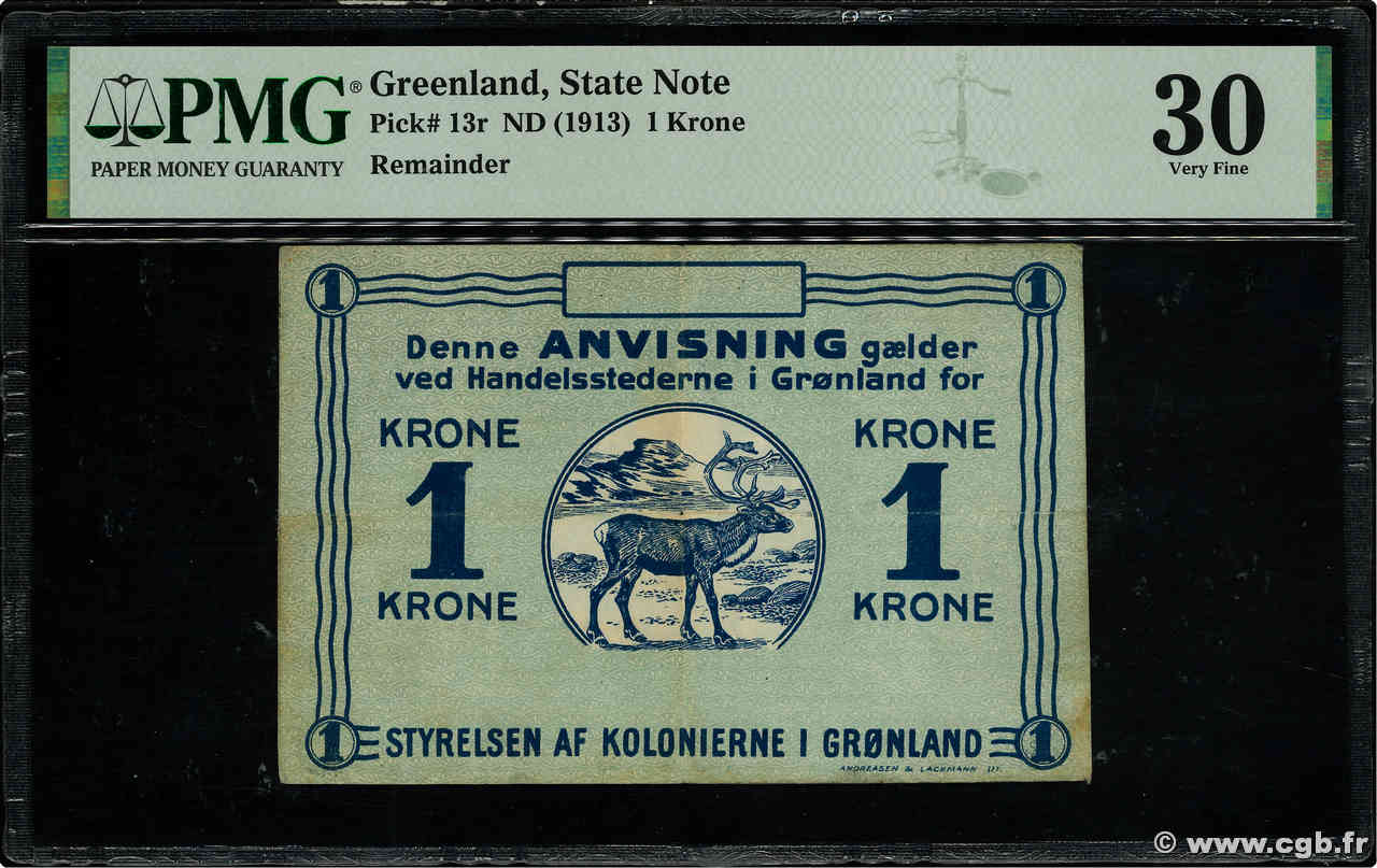 1 Krone Non émis GROENLANDIA  1913 P.13r BB