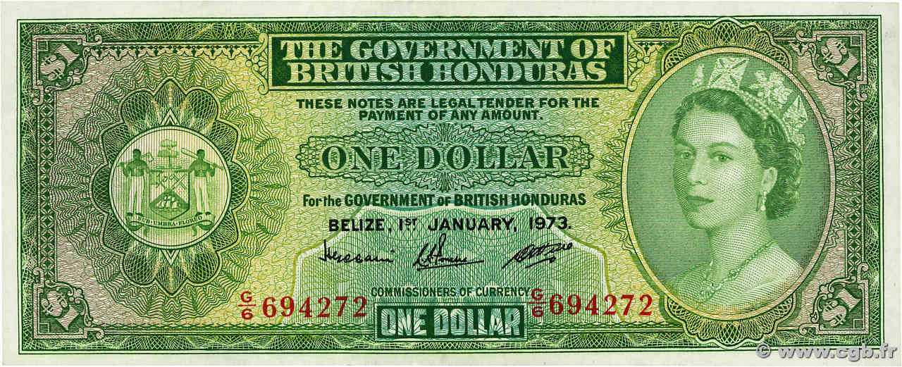 1 Dollar BRITISH HONDURAS  1973 P.28 AU-