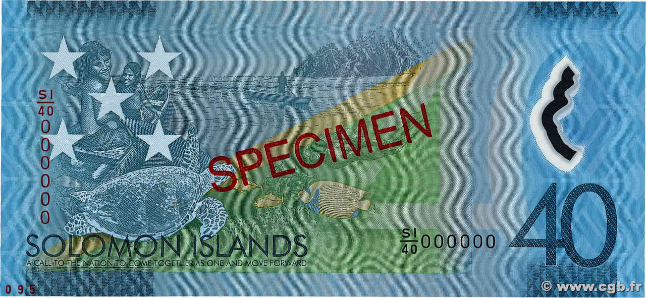 40 Dollars Spécimen ISLAS SOLOMóN  2018 P.37s FDC