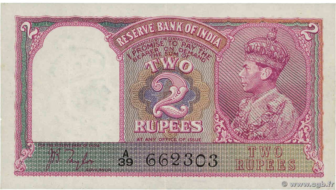 2 Rupee INDIEN
  1937 P.017a fST