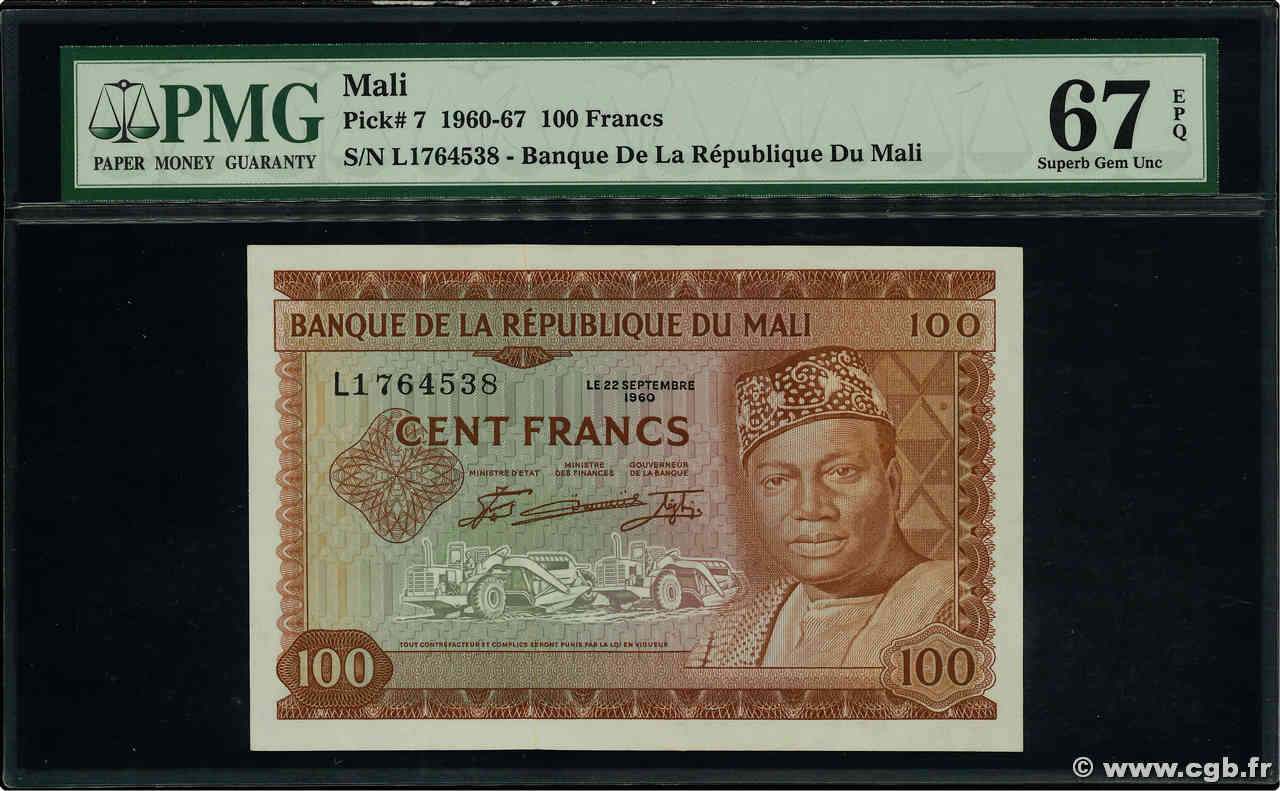 100 Francs MALí  1960 P.07a FDC