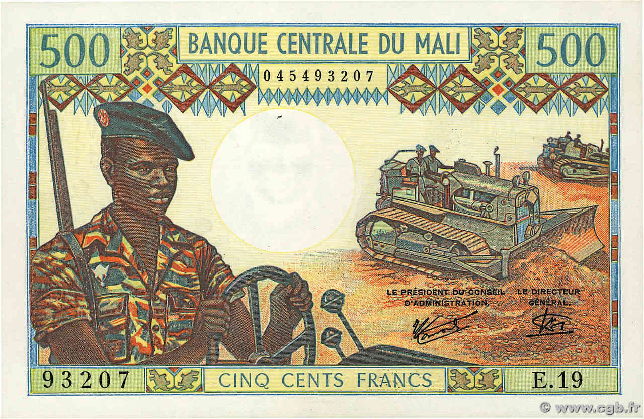 500 Francs MALI  1973 P.12e fST+