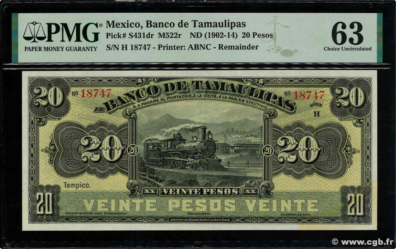 20 Pesos Non émis MEXICO  1902 PS.0431r q.FDC