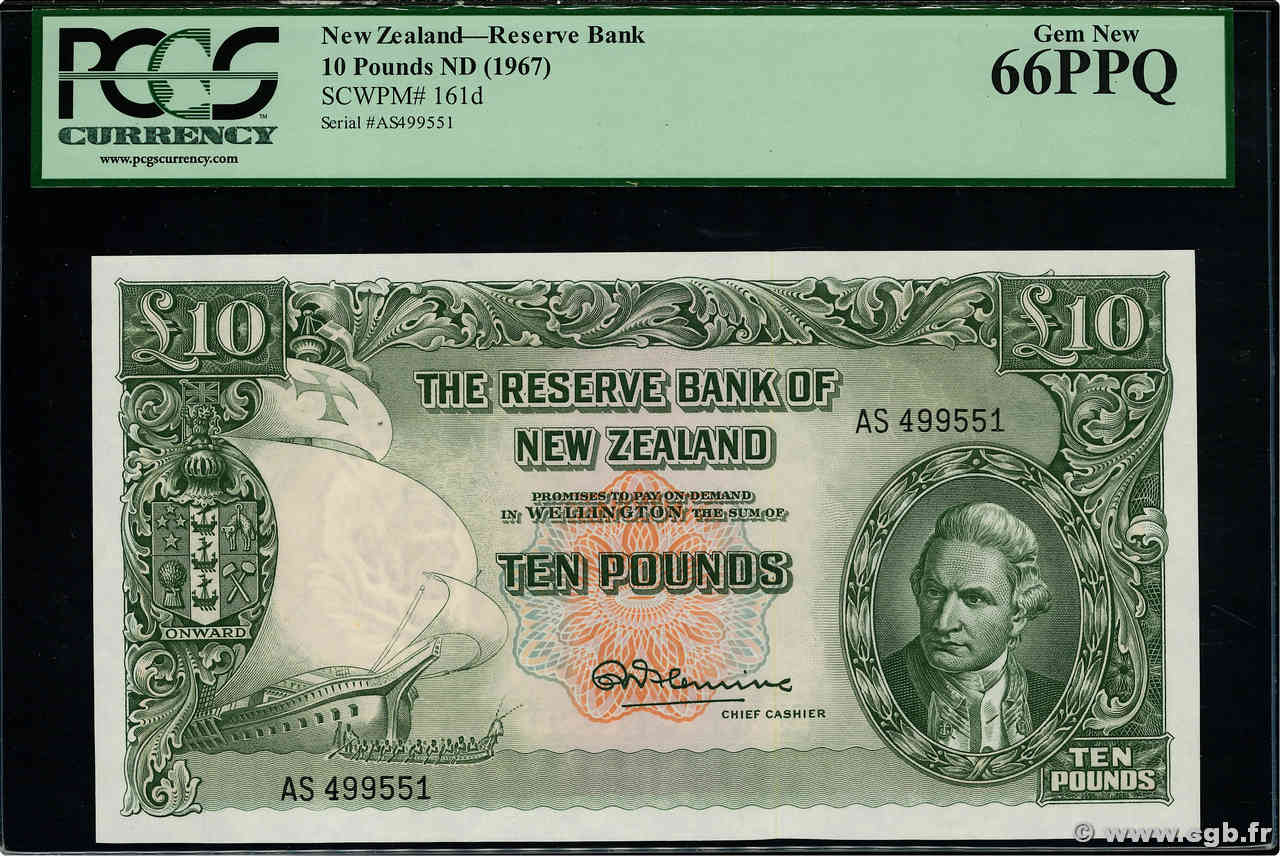 10 Pounds NEW ZEALAND  1960 P.161d UNC