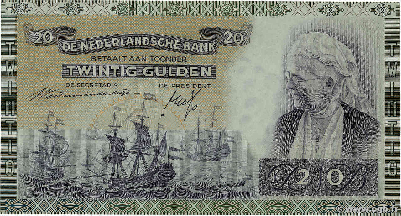 20 Gulden NIEDERLANDE  1941 P.054 fST