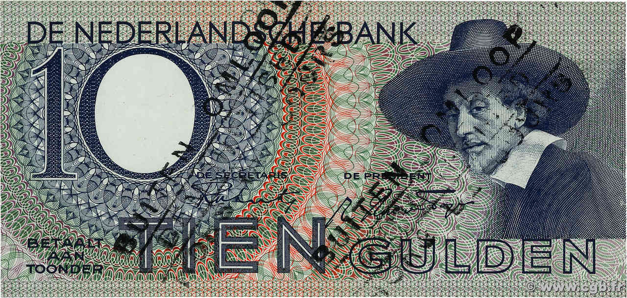 10 Gulden Annulé PAESI BASSI  1943 P.059 q.FDC