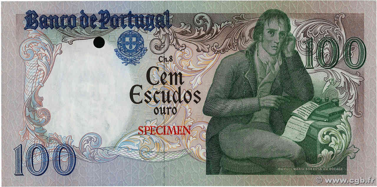 100 Escudos Essai PORTUGAL  1980 P.178ct UNC