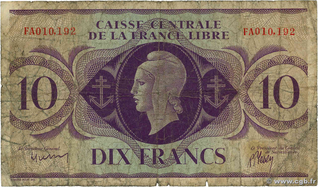 10 Francs SAINT-PIERRE UND MIQUELON  1943 P.11 SGE