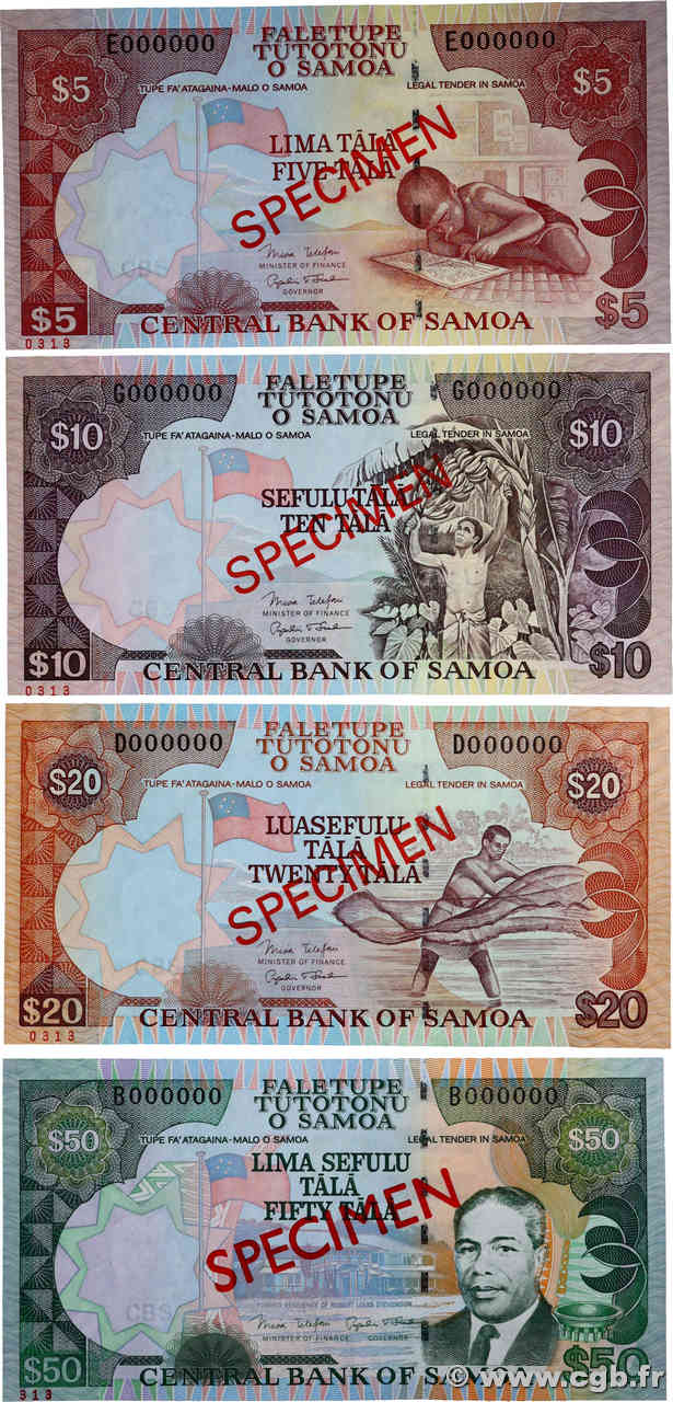 5 au 50 Tala Spécimen SAMOA  2002 P.33s au P.36s q.FDC