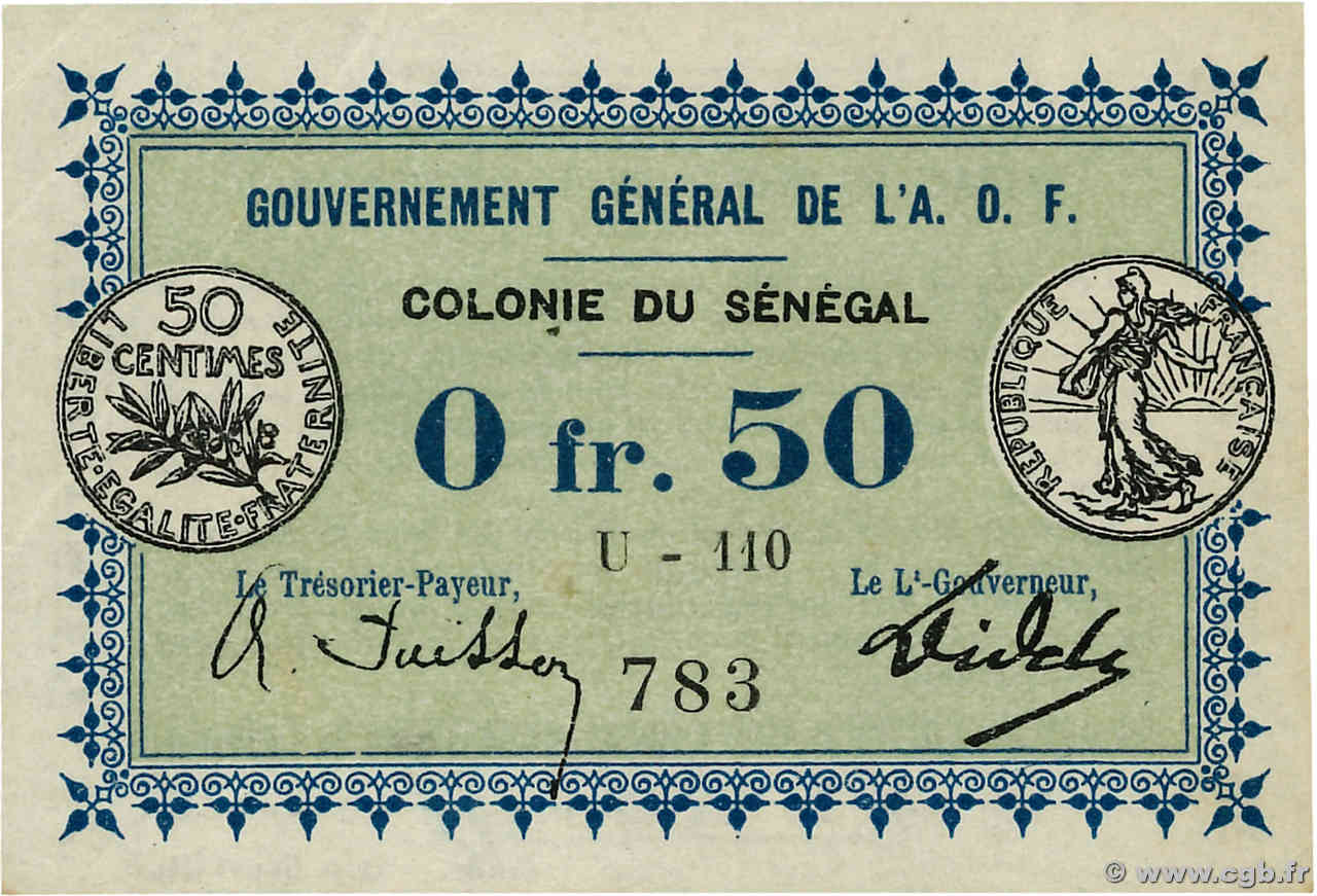 50 Centimes SENEGAL  1917 P.01c SC