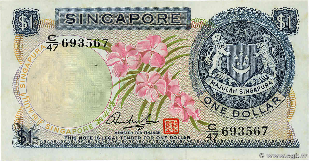 1 Dollar SINGAPUR  1972 P.01d SC+