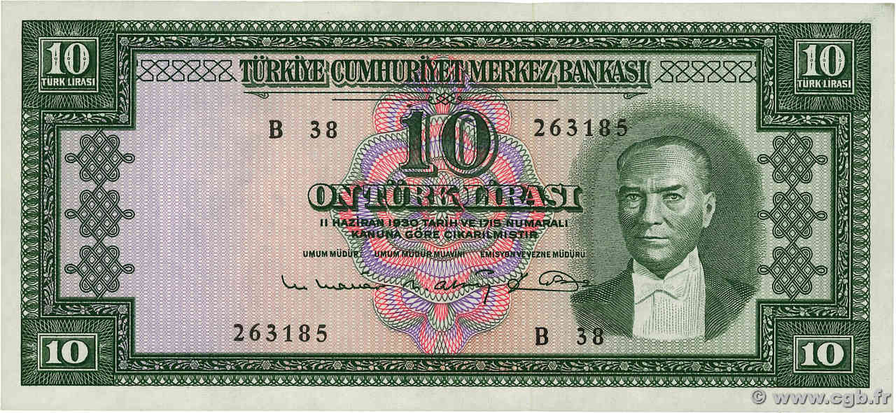 10 Lira TÜRKEI  1960 P.161 fST