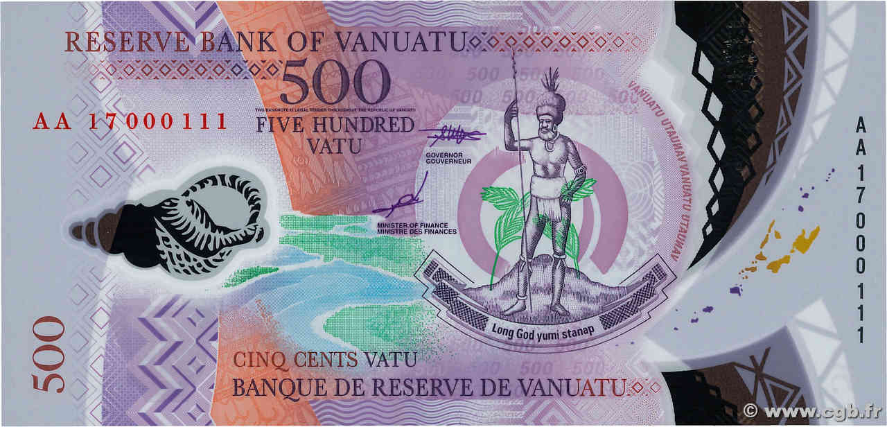 500 Vatu Petit numéro VANUATU  2017 P.18 NEUF