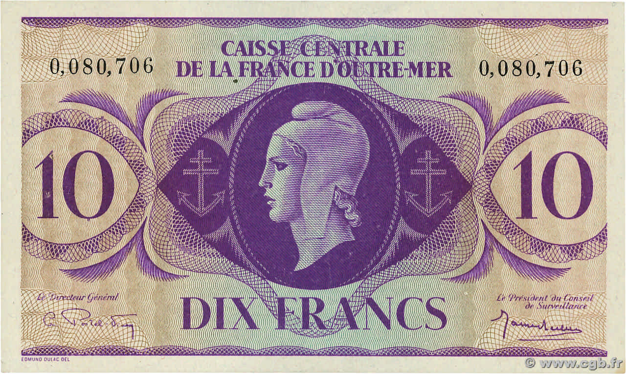 10 Francs FRENCH EQUATORIAL AFRICA  1943 P.16c XF