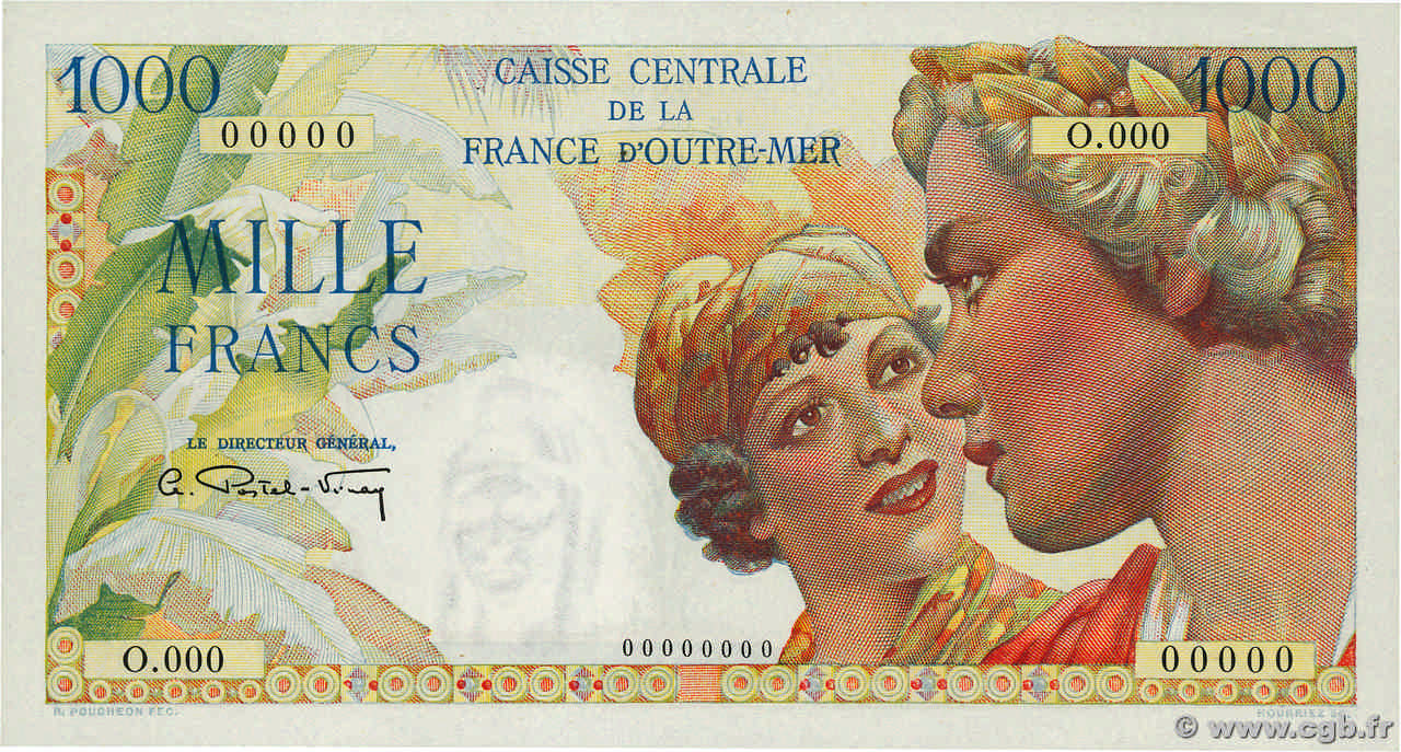 1000 Francs Union Française Spécimen AFRIQUE ÉQUATORIALE FRANÇAISE  1946 P.26 q.FDC