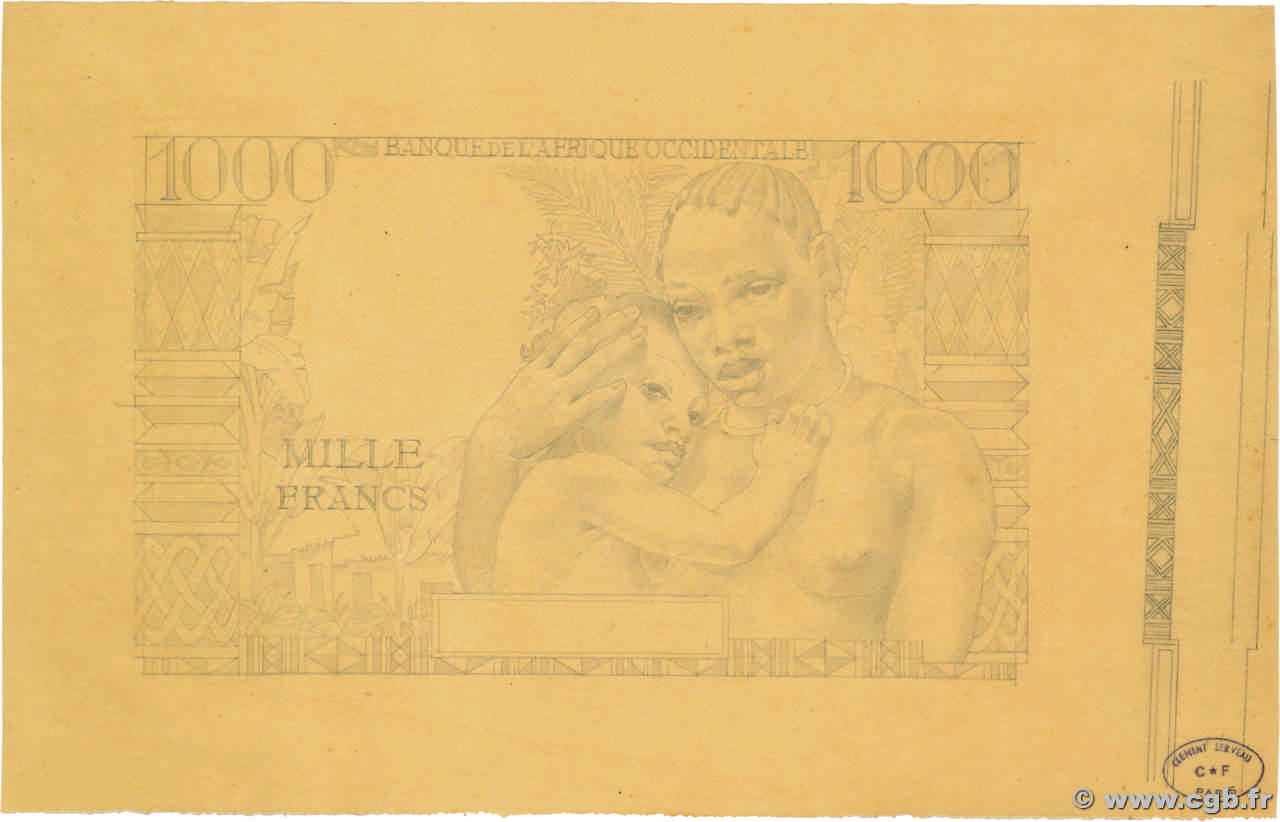 1000 Francs Dessin FRENCH WEST AFRICA  1950 P.- AU