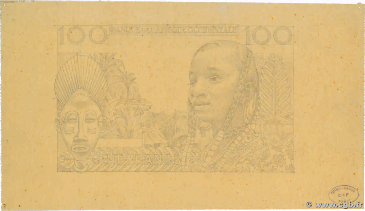 100 Francs Dessin AFRIQUE OCCIDENTALE FRANÇAISE (1895-1958)  1950 P.- SPL