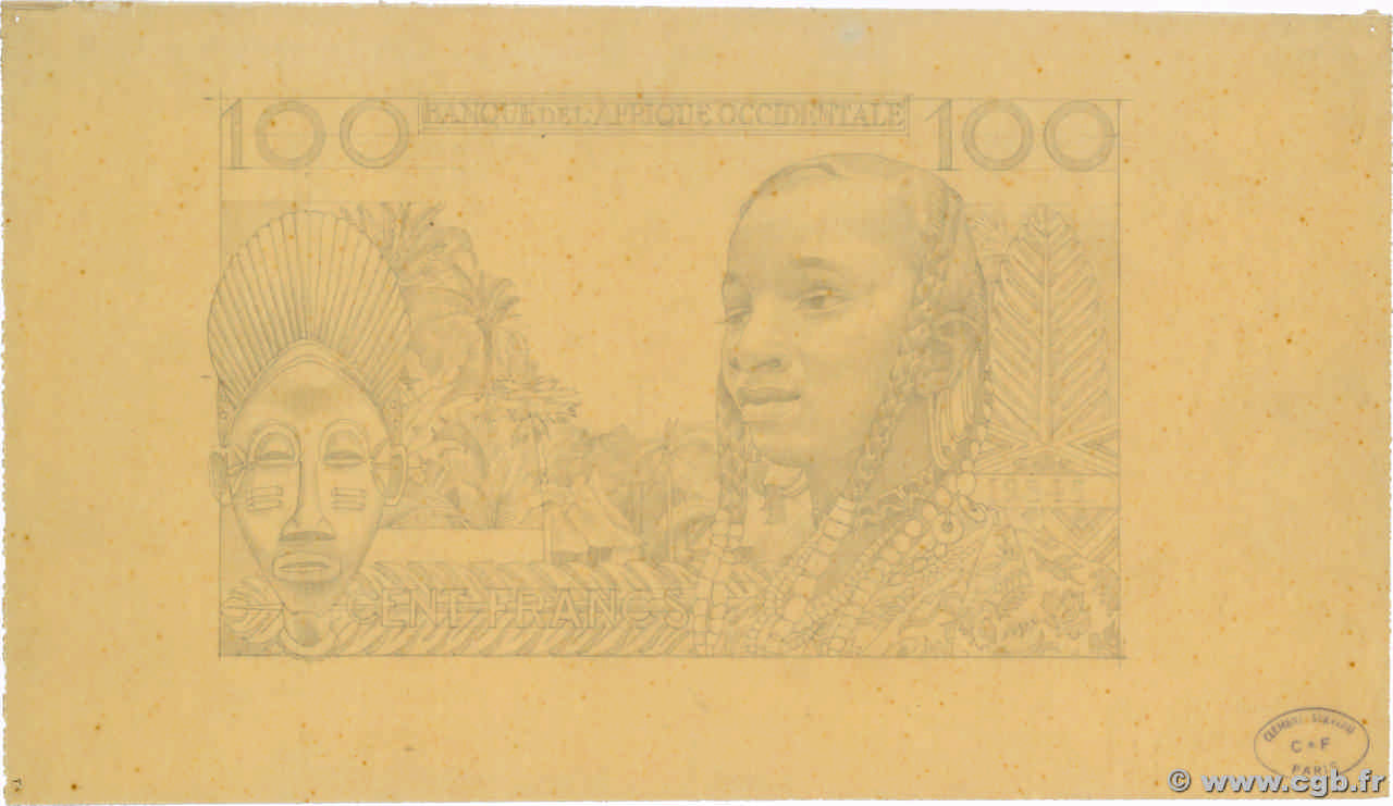 100 Francs Dessin FRENCH WEST AFRICA  1950 P.- fST