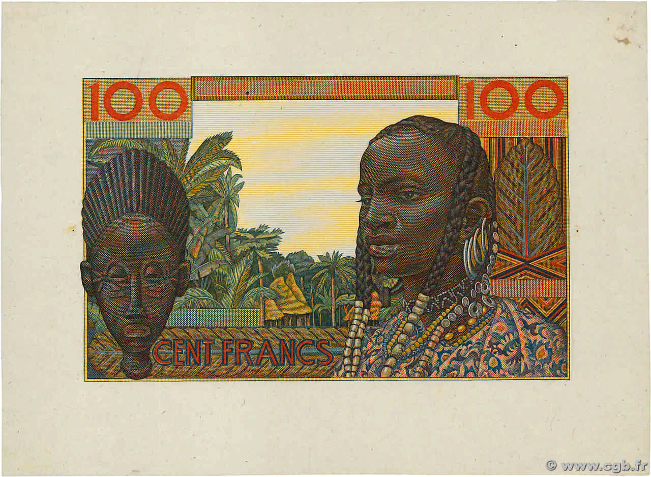 100 Francs Épreuve ESTADOS DEL OESTE AFRICANO  1950 P.02e FDC