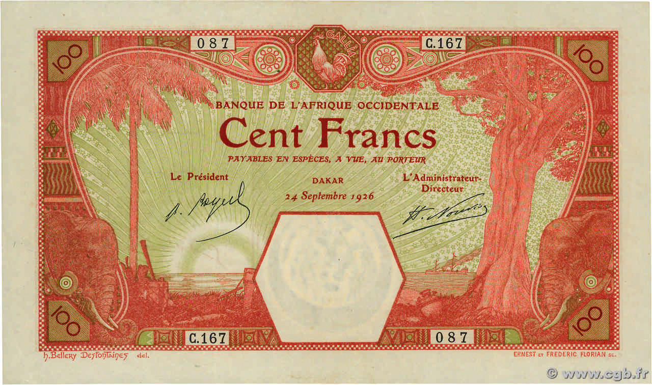 100 Francs DAKAR FRENCH WEST AFRICA Dakar 1926 P.11Bb VZ+
