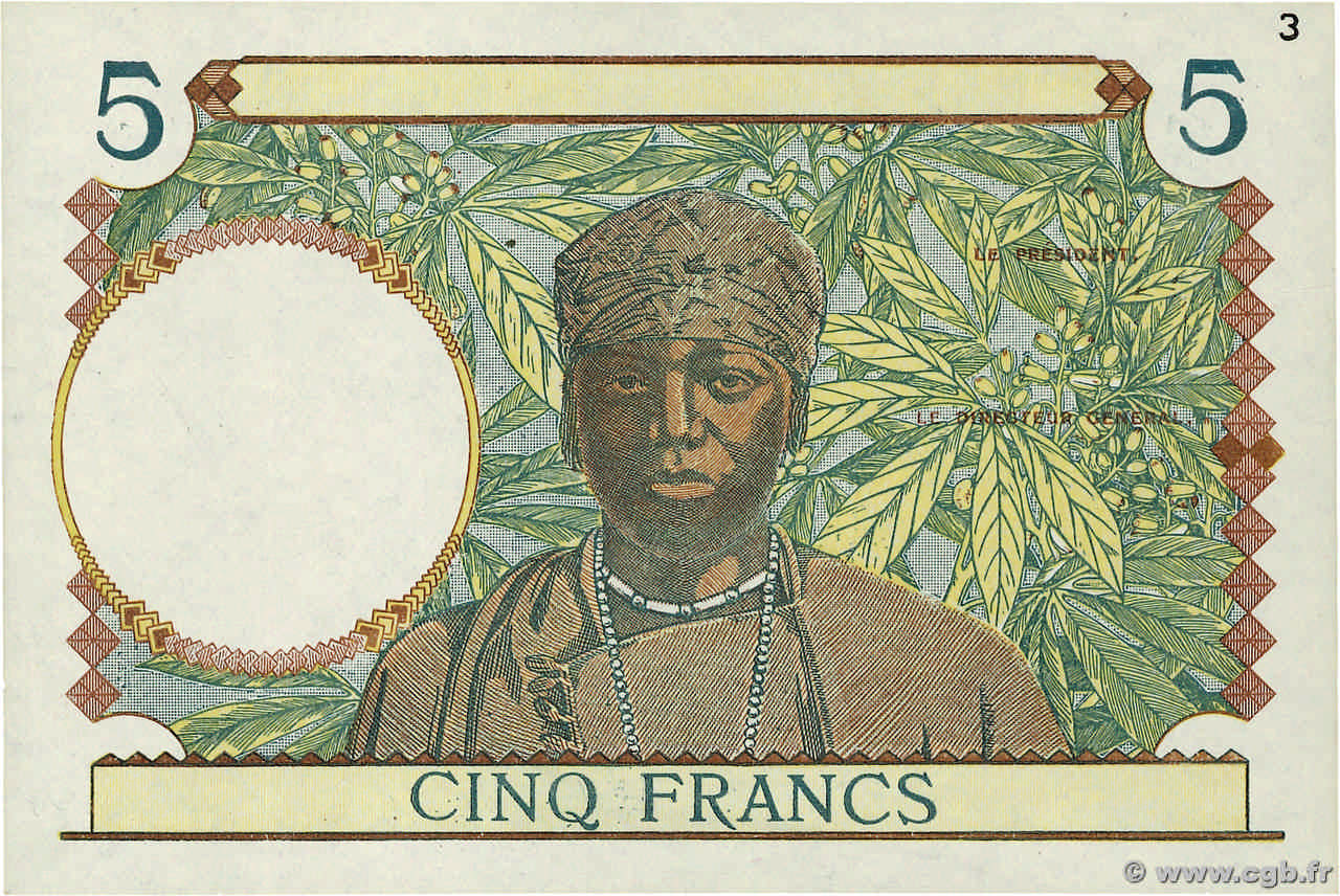 5 Francs Épreuve AFRIQUE OCCIDENTALE FRANÇAISE (1895-1958)  1934 P.21e pr.NEUF