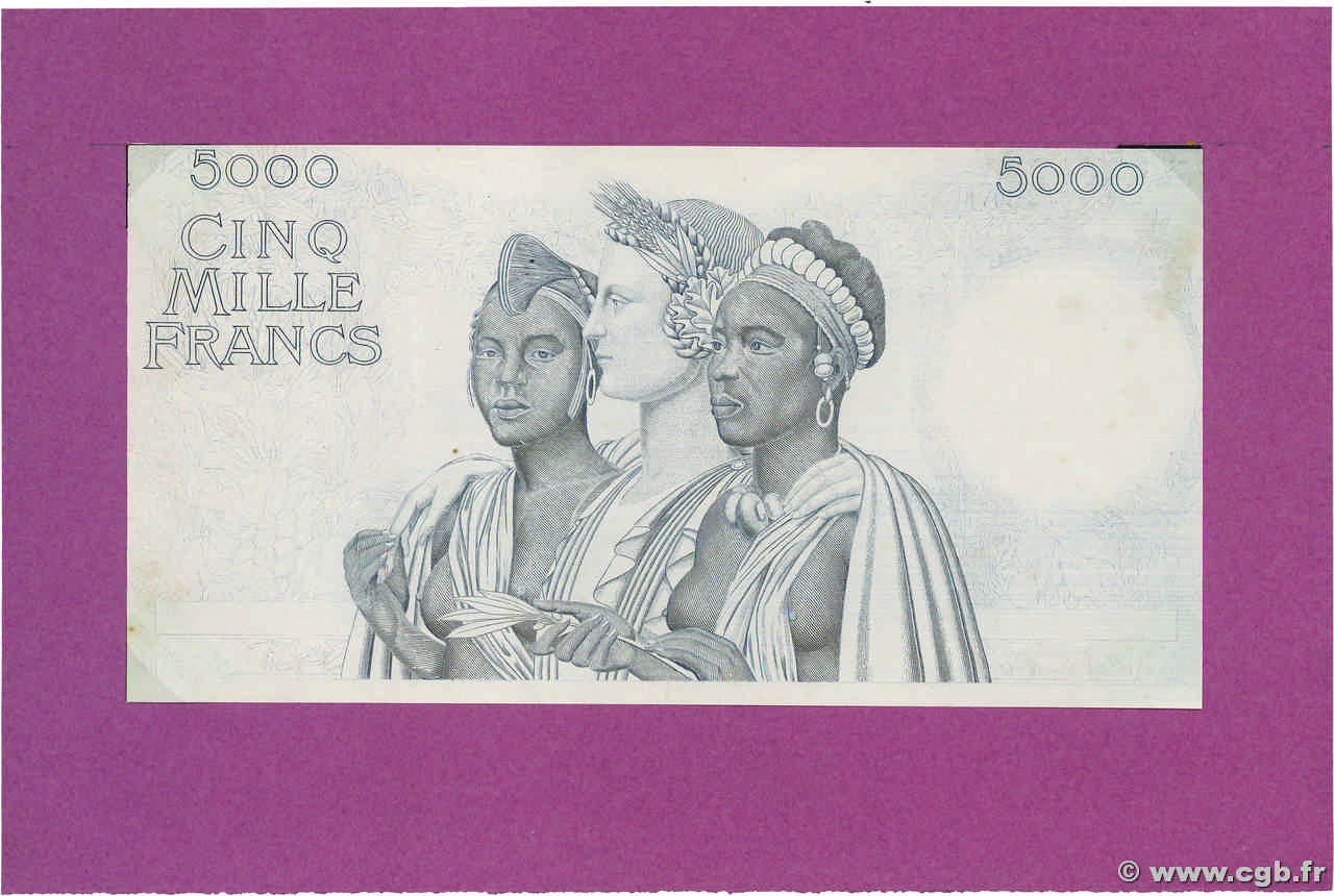5000 Francs Épreuve FRENCH WEST AFRICA  1943 P.43e fST