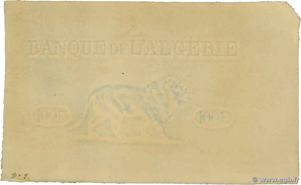 Papier type 1852 ALGERIEN  1865 P.(010z) fST