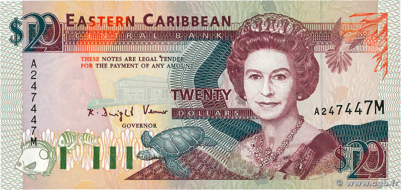 20 Dollars CARIBBEAN   1993 P.28m UNC-