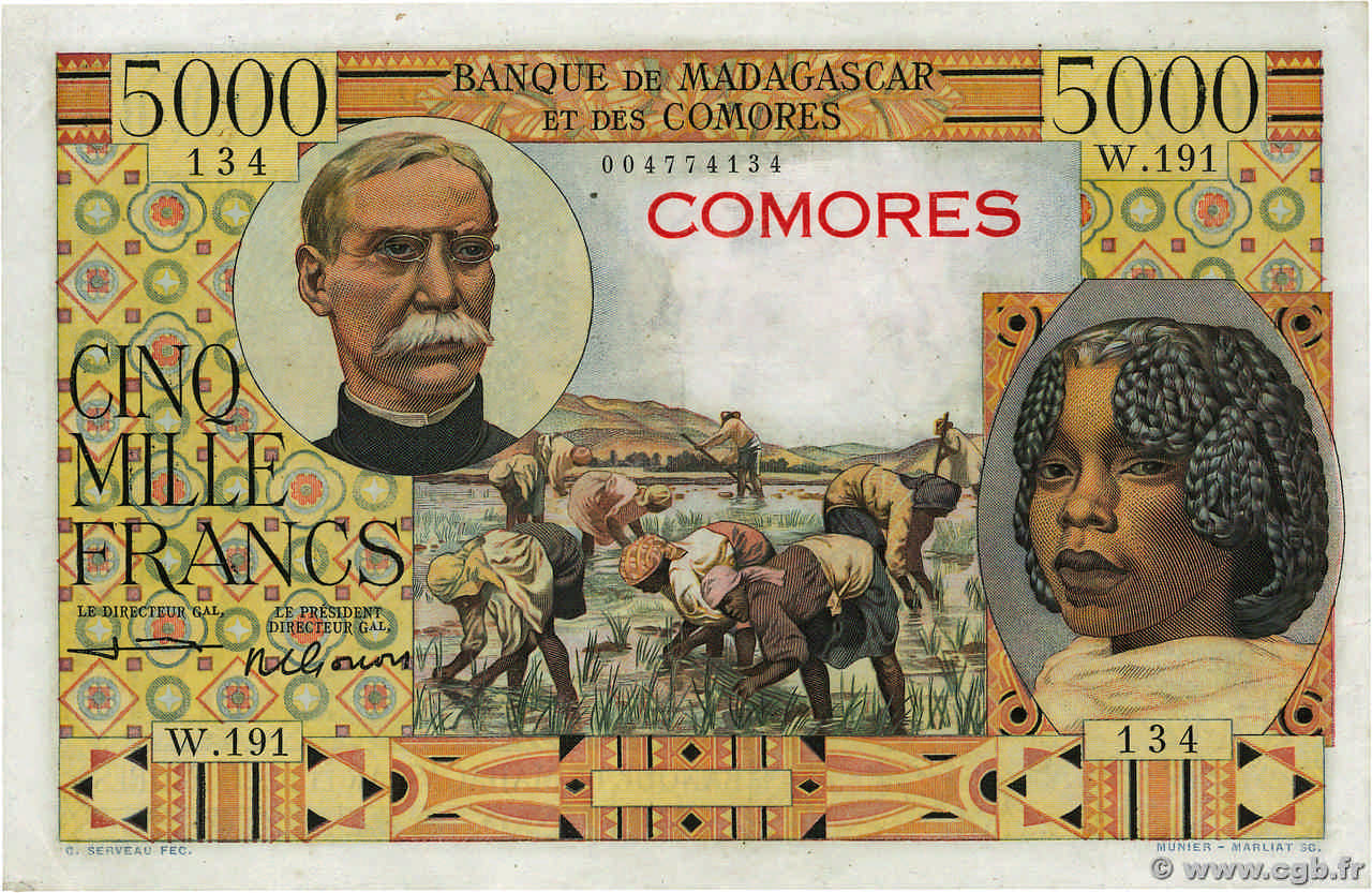 5000 Francs COMORE  1963 P.06c BB