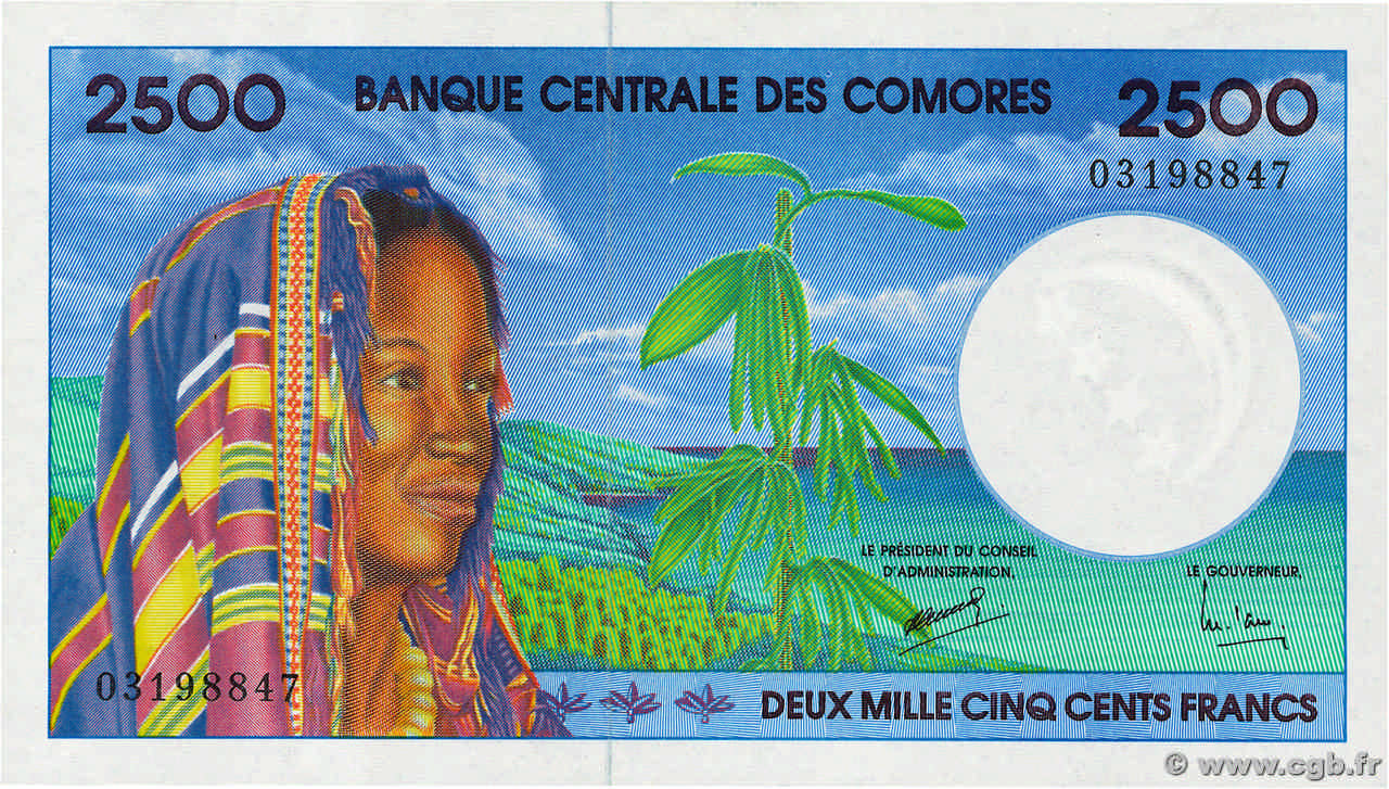 2500 Francs COMORES  1997 P.13 NEUF