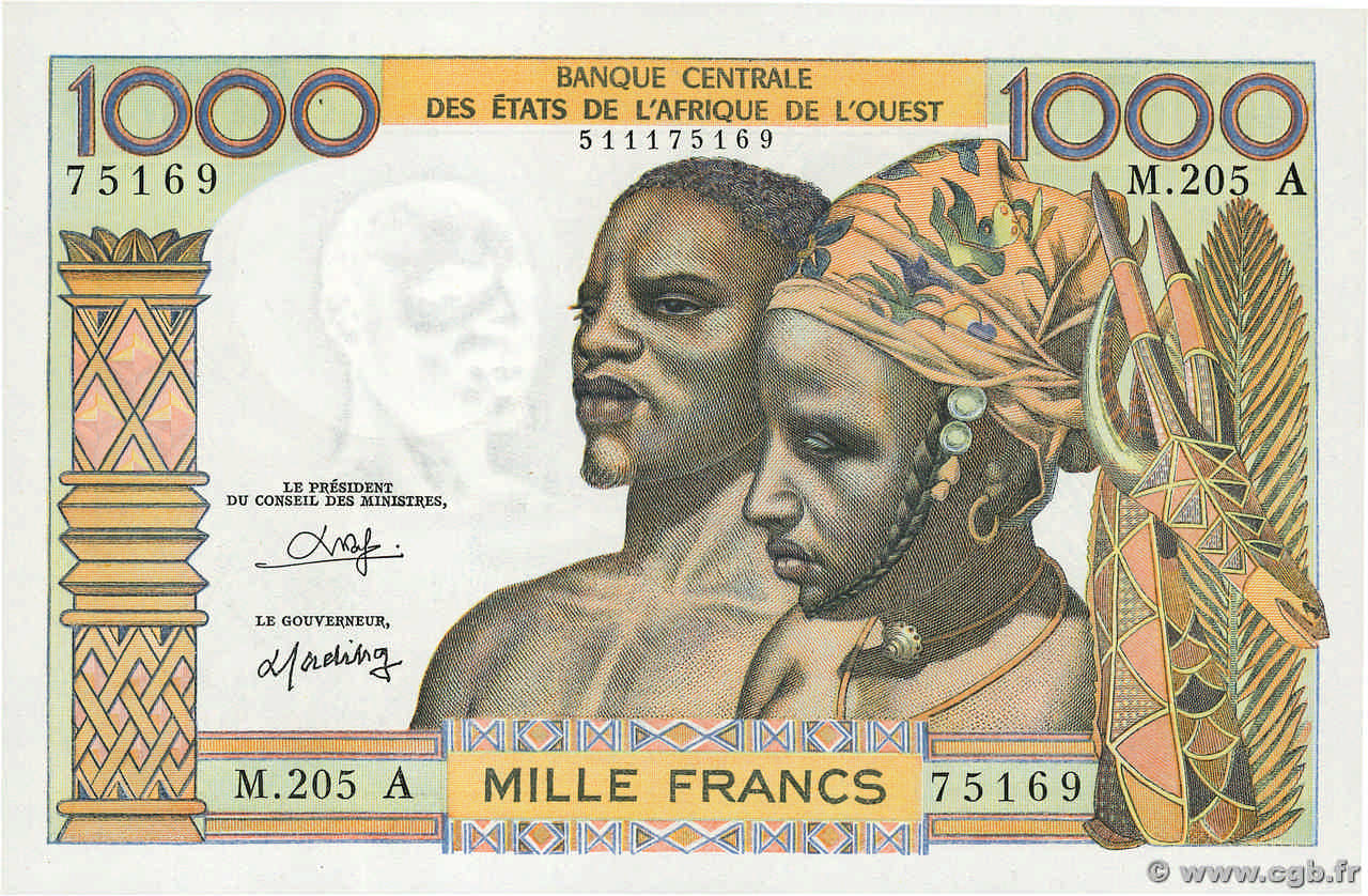 1000 Francs ÉTATS DE L AFRIQUE DE L OUEST  1980 P.103An NEUF