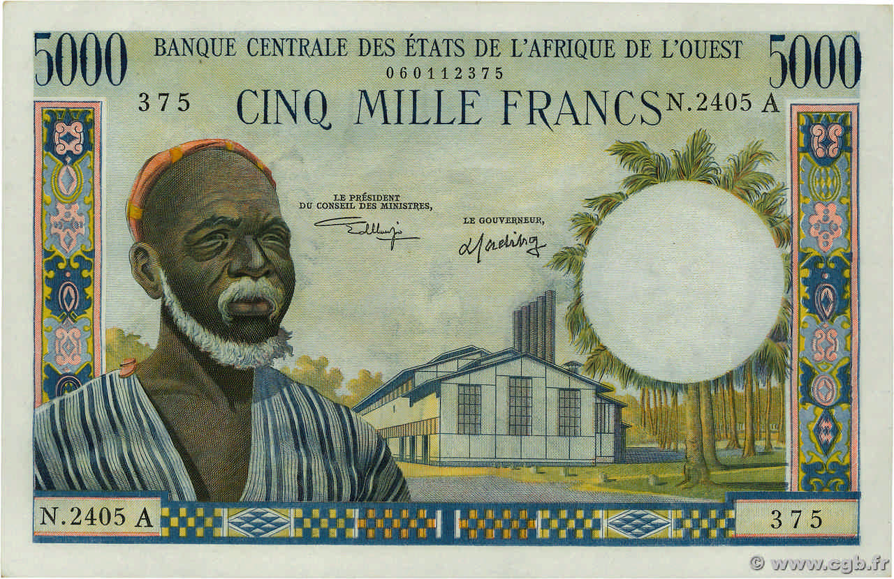 5000 Francs ÉTATS DE L AFRIQUE DE L OUEST  1976 P.104Ai SPL+