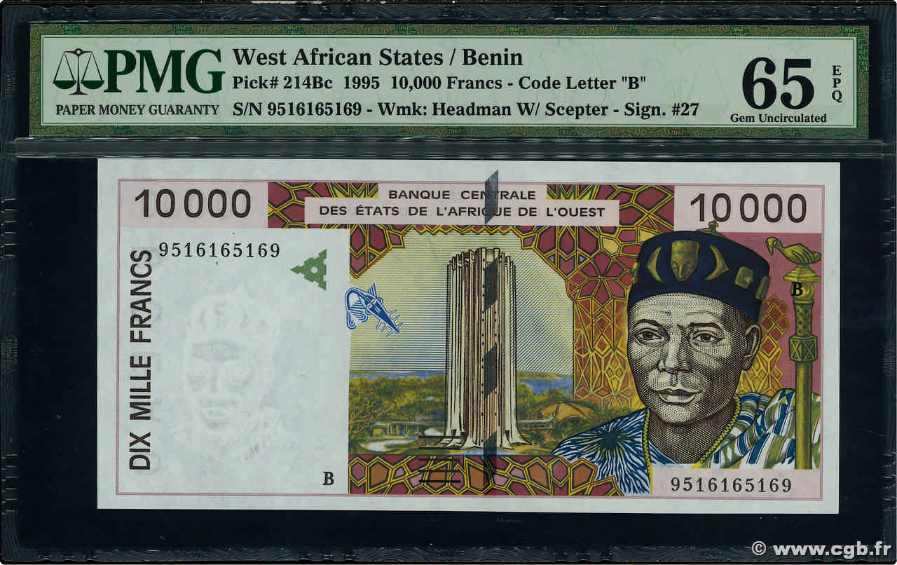 10000 Francs WEST AFRIKANISCHE STAATEN  1995 P.214Bc ST