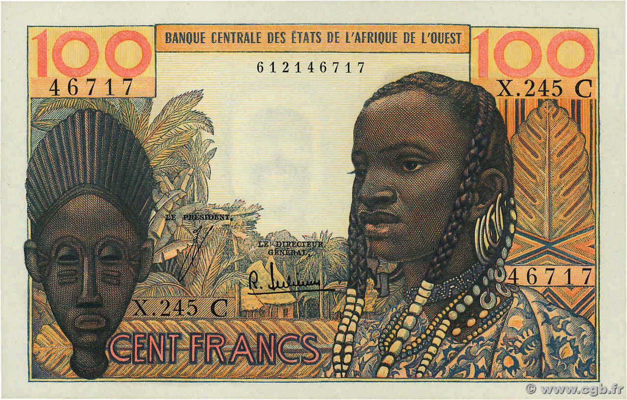 100 Francs ESTADOS DEL OESTE AFRICANO  1965 P.301Cf SC+