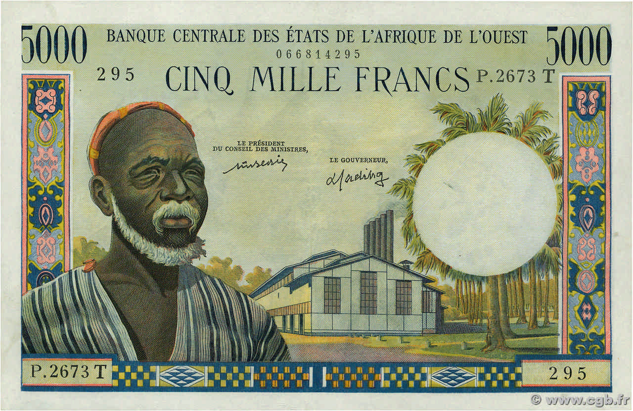 5000 Francs ÉTATS DE L AFRIQUE DE L OUEST  1977 P.804Tm SUP+