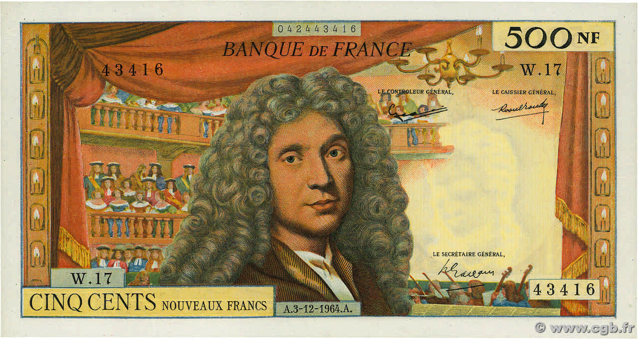 500 Nouveaux Francs MOLIÈRE FRANCE  1964 F.60.07 SUP