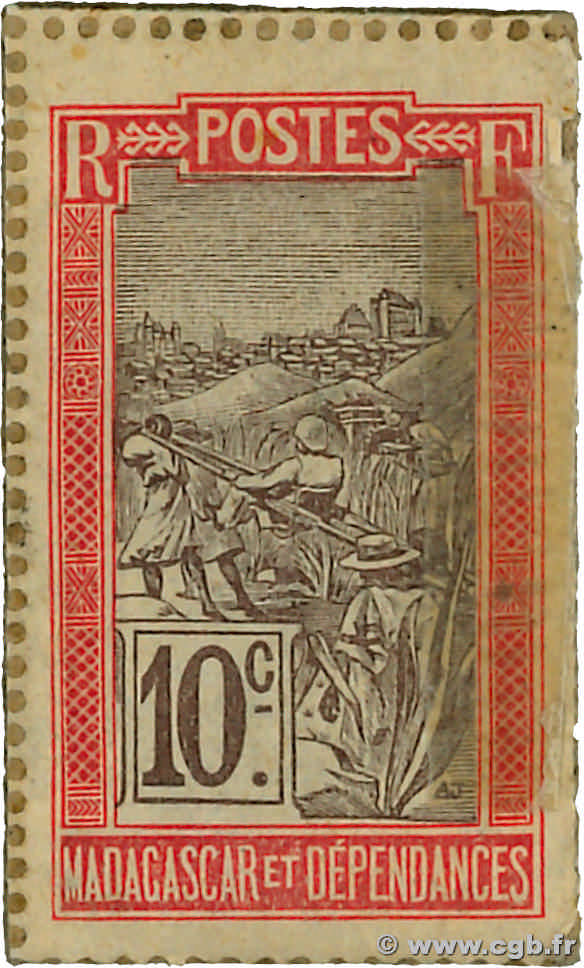 10 Centimes Zébu MADAGASCAR  1916 P.017 BB
