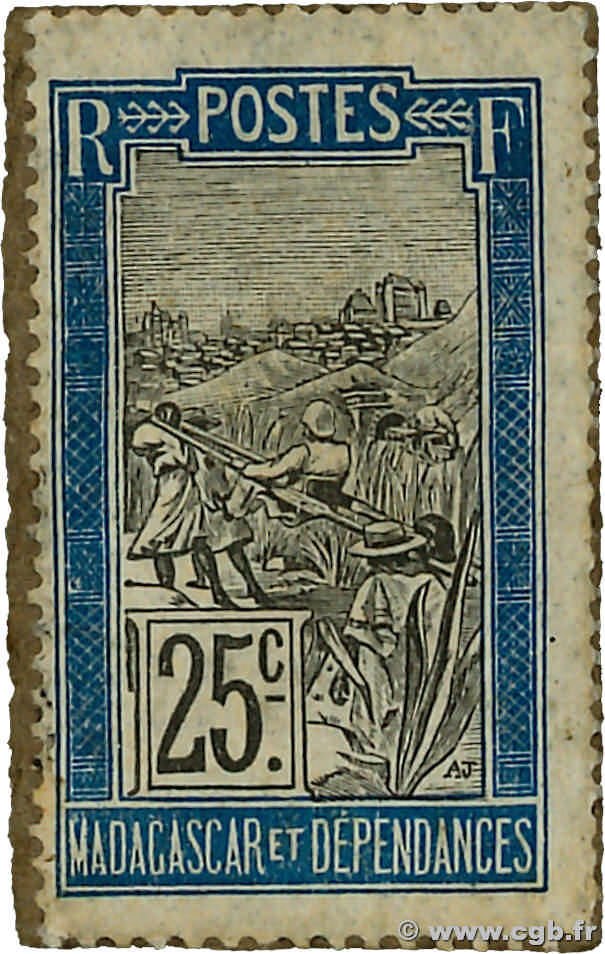 25 Centimes Zébu MADAGASKAR  1916 P.024 fST