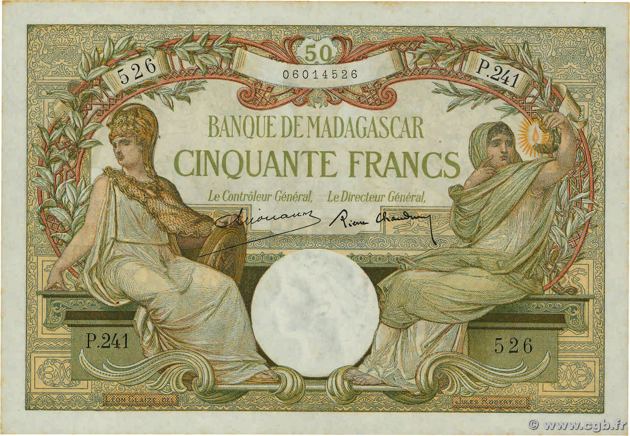 50 Francs MADAGASCAR  1926 P.038 EBC