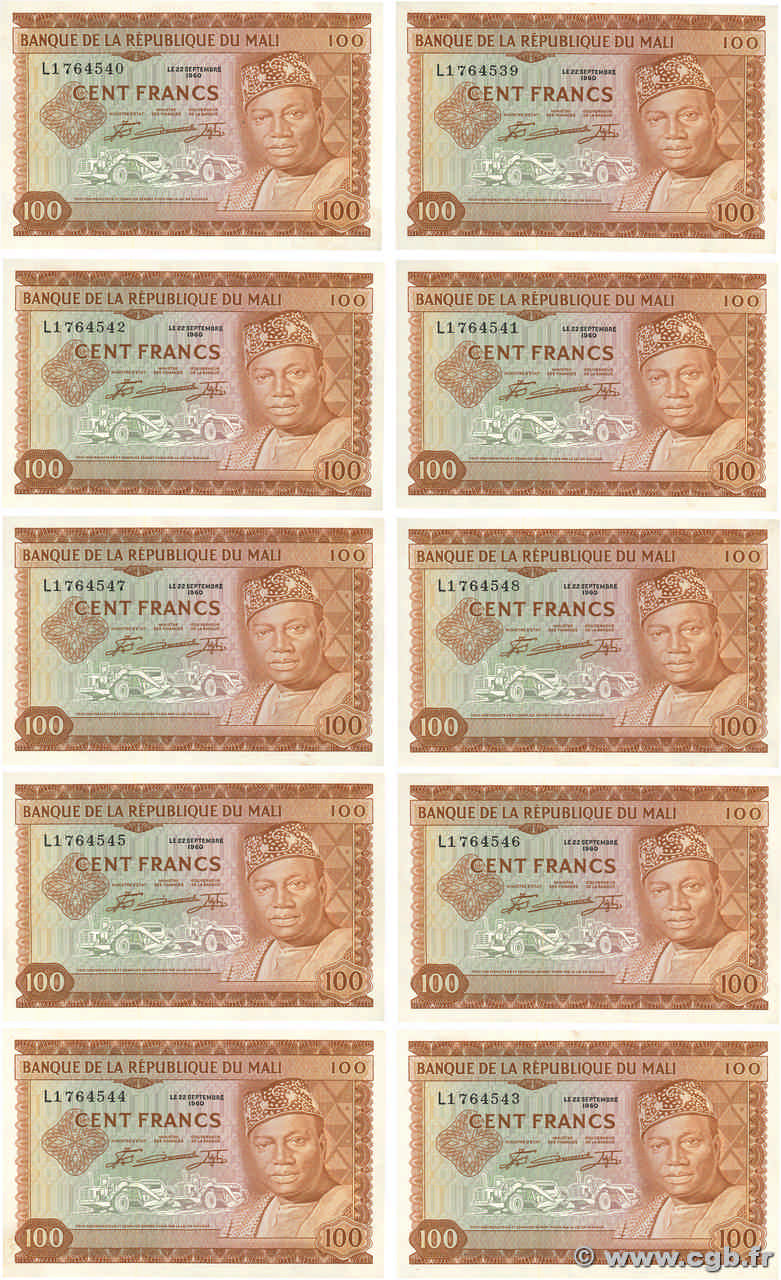 100 Francs Liasse MALI  1960 P.07a FDC
